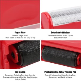 Sellos de rodillo de protección de identidad, sello de rodillo confidencial Rodillo fotosensible Resistencia a la abrasión Material ABS Ventana desmontable para el hogar para la oficina(Tuba roja)