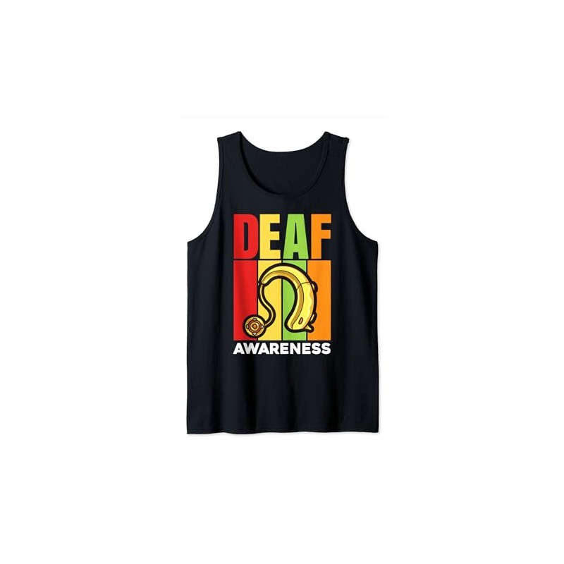 Hearing Aid Ear Disability Support Deaf Awareness Tank Top