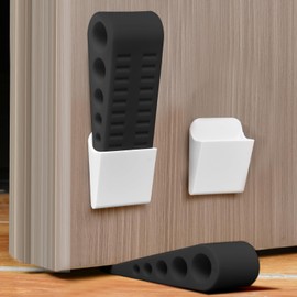 HOTUT Pack of 2 Door Stop, Door Stoppers for Floor, Anti-Skid Durable Rubber Door Stops Indoors, Heavy Duty Door Stop Wedge, Rubber Doorstop Wedge Ideal for All Types of Surfaces, Black Door Wedges