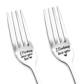 Funny Anniversary Valentines Gifts for Boyfriend Girlfriend I Forking Love You Forks Couples Romantic Christmas Birthday Gifts for Wife Husband Engraved Dessert Fork Engagament Gifts for Bride Groom