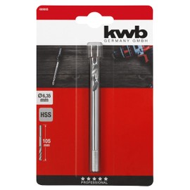 kwb HSS Pilot Drill Bit Diameter 6.35 mm for Easy-Cut Series Shank Applications: Wood, Lightweight Boards, Plastics