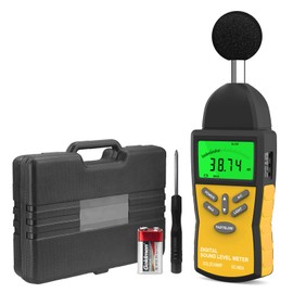 GOLDCHAMP Decibel Meter, Sound Level Meter 882A Portable 30-130dB Sound Tester with 5 Digits LCD Display dBA/DBC Noise Tester, AC/DC Output, Fast/Slow Selection for Sound Quality Control,Yellow