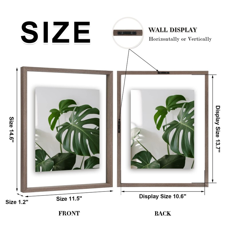 Egofine 11x14 Floating Frames Set of 2, Double Plexiglass Picture