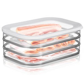 Tioncy Deli Meat Container for Fridge Bacon Container for Refrigerator Stackable Food Storage Boxes with Lid for Cold Cuts, Salami, Deli, Lunch Meat,turkey, Bologna, Deli and Luncheon Meat