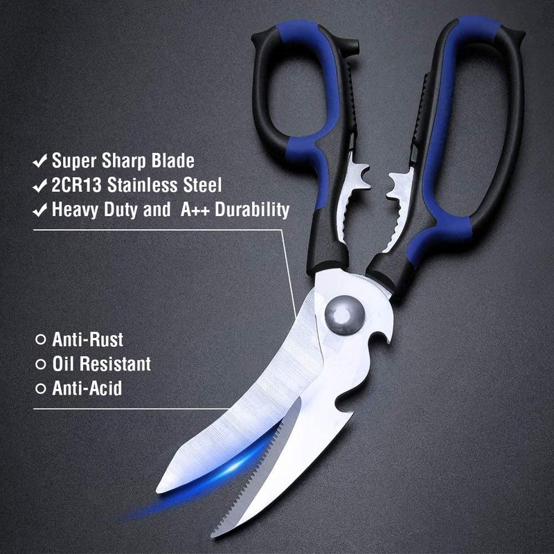 Heavy Duty Kitchen Shears with Unique Curve Blade, No Rust
