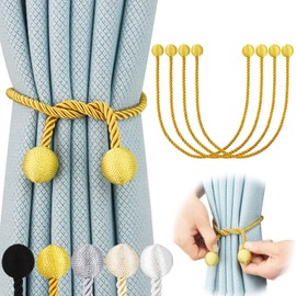 Hangtty 4 Pack Curtain Tiebacks Elegant Decorative Curtain Tie Backs Rope Curtain Holders for Drapes Window Treatment Holdbacks for Drapes or Curtains, Gold