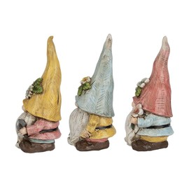 Ideen mit Herz Decorative Figures Gnome | Spring | with Shovel, Carrot & Bucket | 16.5 cm High | 7.5 cm Wide | Pack of 3