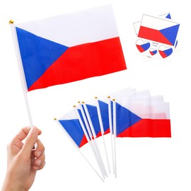 10 Small Czech Flags on Sticks and 2 Tattoos, Czech Oly 2024 Decorations, Mini Czech Flags, Hand Flags for Football Sports Events, National Party Decorations