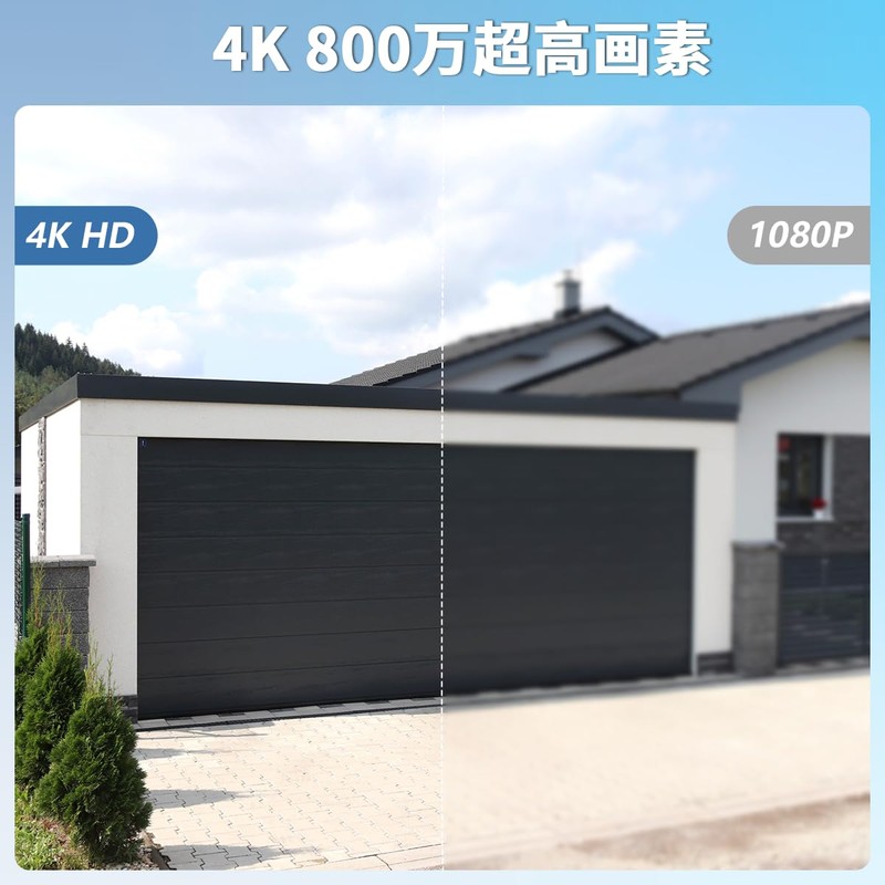 [8 Megapixels, Two-way Calling, Red and Blue Lamp Warning] Security