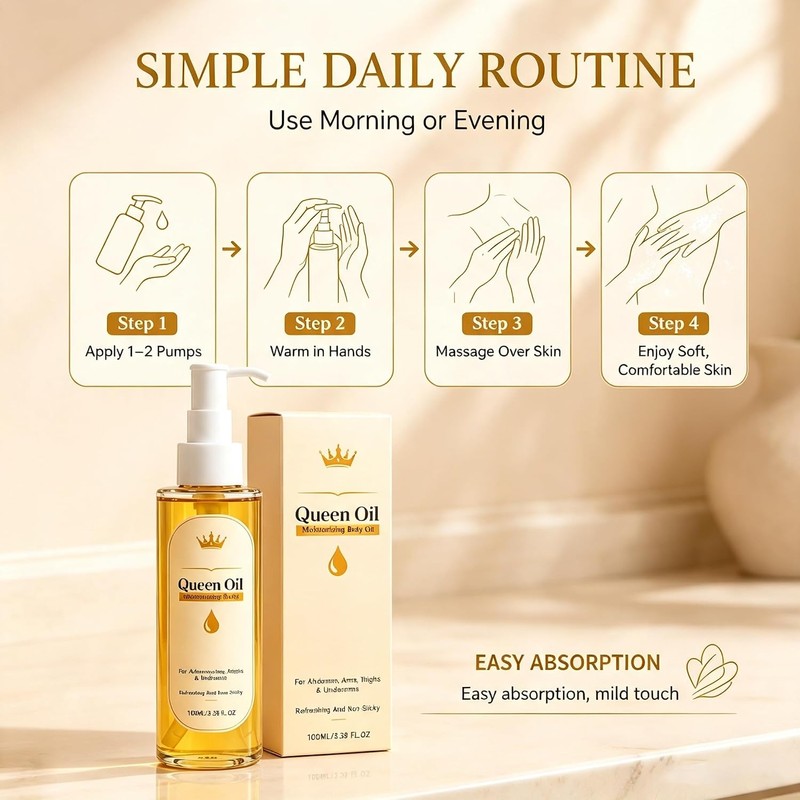 Queen Body Oil, Cold-Pressed Botanical Fast-Absorbing Oil (2 Pcs)