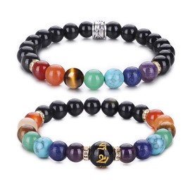 KSQS Chakra Bracelets for Women, Yoga 7 Chakras Crystals Healing Gemstone Bracelet for Anxiety, 8mm Crystal Meditation Energy Balancing Bracelets Essential Oil Diffuser(#78)