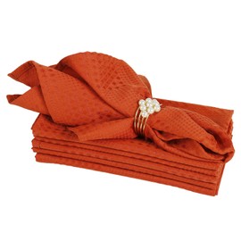 6-Pack Waffle Weave Cotton Cloth Napkins, Festive Holiday Table Decor - Set of 6 (Red/Green/White) for Christmas, Thanksgiving, Weddings & Everyday Dining (Waffle-Red)