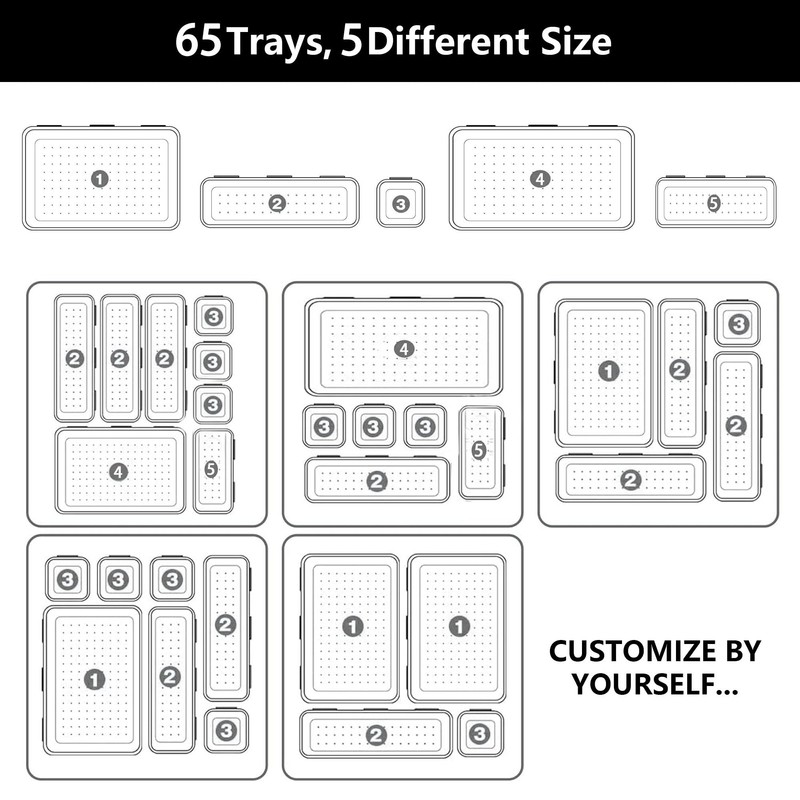 AUTOHJ [𝐔𝐩𝐠𝐫𝐚𝐝𝐞𝐝] 𝟔𝟓 𝐏𝐂𝐒 Tool Box Organizer Tray 𝟓 𝐒𝐢𝐳𝐞𝐬