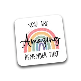 Rib Ticklerz - Friendship Coaster Birthday Gifts You Are Amazing Remember That Work Bestie Friends Colleague Employee Thank You Gift Positivity Rainbow - DC295