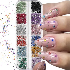2mm Nail Rhinestones and Charms 3D Nail Charms and Gems Tiny Nail Gems for Crafting Nail Jewels Colorful Rhinestone Nail Crystals Round Nail Stones Nail Gem Flatback Rhinestones for Nails Supplies