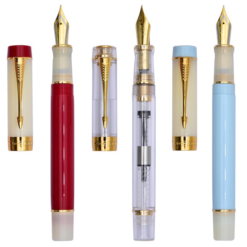 Ranvi Jinhao 100 Fountain Pen, Medium Point, Gold Trim, Red