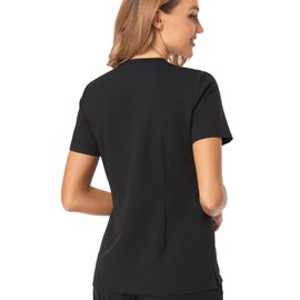 COMENII Scrubs for Women, 3 Pocket V-Neck Tailored Fit Workwear, Anti-Wrinkle Medical Scrub Tops Women-1-Black M