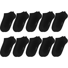 OCERA 10 or 20 Pairs Children's Trainer Socks for Girls and Boys, Oeko-Tex Standard 100 Certified Cotton, 10 x black.