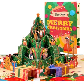 Magic Ants 3D Pop-Up Christmas Tree Greeting Card – Festive Holiday Card with Presents, Decorations, and Envelope – Unique Christmas and New Year Card for Family, Friends, and Kids