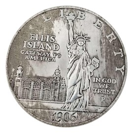 LAOJUNLU 1906 Statue of Liberty National Monument Liberty Shines on The World Ellis Island Immigration Museum Liberty Island, New York Replica Artistic Commemorative Coin Antique Ornaments