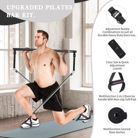 Pilates Bar Kit with Resistance Bands,Bbtops Pilates Flexbands Kit Exercise Fitness Equipment for Women & Men Home Gym Yoga Pilates,Multifunctional Pilates Bar Full Body Workout Equipment Black