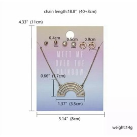 Unbranded Rainbow Necklace 3 Pierced Earring Set Gift Girl Teen Gold Tone