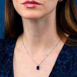 namana Silver Pendant or Gold Pendant Necklace for Women with a Rectangular Solitaire Stone Dainty Necklaces for Women Made of 925 Sterling Silver with Emerald Cut Stones, Sterling Silver