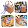 WHAMVOX Elegant Rattan Flower Basket Handmade Children's Woven Basket Square