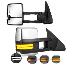 Towing Mirrors for 2007-2021 Tundra & 2008-2017 Toyota Sequoia Heated Power Glass Running Light (Chrome)