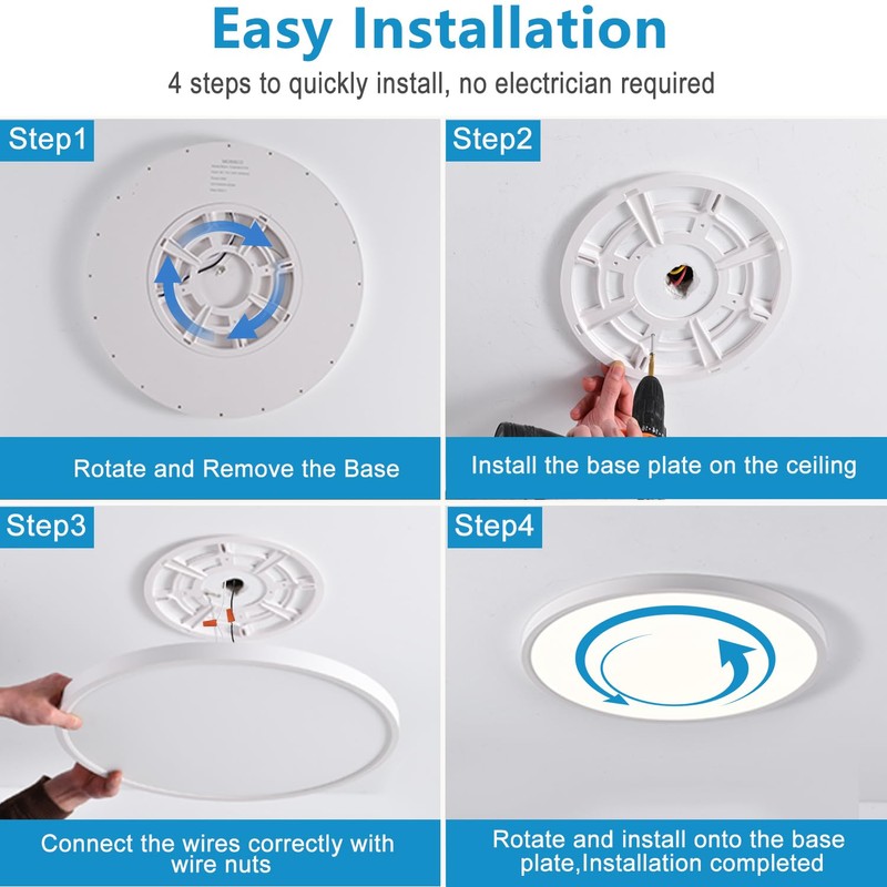 20 Inch White Large LED Flush Mount Ceiling Light, Ultra-Thin,