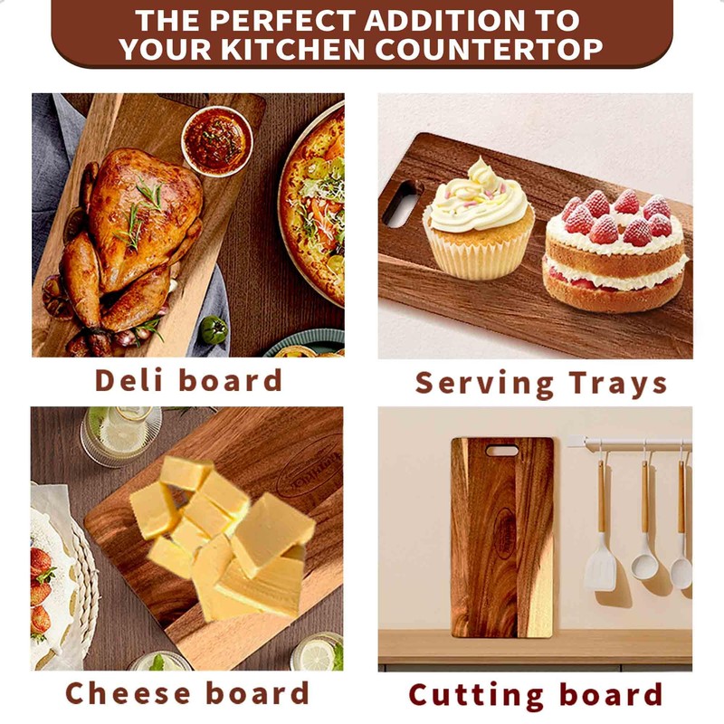 Erwuldor Acacia Wood Deviled Egg Platter,15Holes Deviled Egg Tray.Strip Deviled