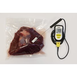 TFA-Dostmann Digitales Thermometer with Stainless Steel Probe Sous-Vide and Foam Sealing Tape, Plastic, black, 4 x 2 x 8 cm