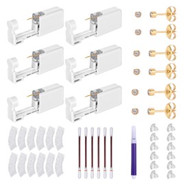Ear Piercing Kit Gold, at Home Self Disposable Ear Cartilage Professional Piercing Gun Earrings Kit Needle Tools Set, Earrings For Piercing Essential Supplies for Pierced Ears at Home by Yourself