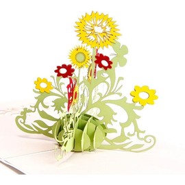 AUSWAY Best Wishes Blessing Pop Up Card, 3D Popup Birthday Greeting Card for Mom Dad Wife Husband, Thank You Card for Women Men Grandma Grandpa with Blessing Blank and Envelope (Sunflower WZFW10)