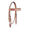 CHALLENGER Horse Western Filigree Pink Inlay Rough-Out Leather Bridle &