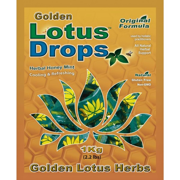 Golden Lotus Drops Original Formula. Soothing Herbal Honey Mint Lozenge.
