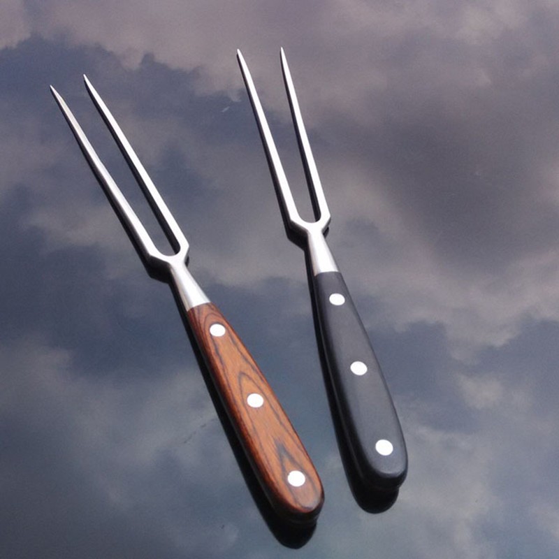 Barbecue Fork with Wooden Handle Stainless Steel Multifunction Nonstick Barbecue