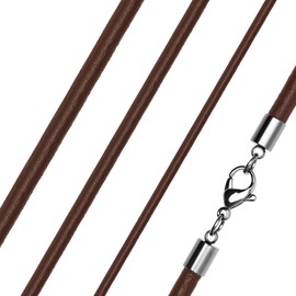 Genuine Cowhide Leather Necklace with Carabiner in Stainless Steel for Pendants, Leather