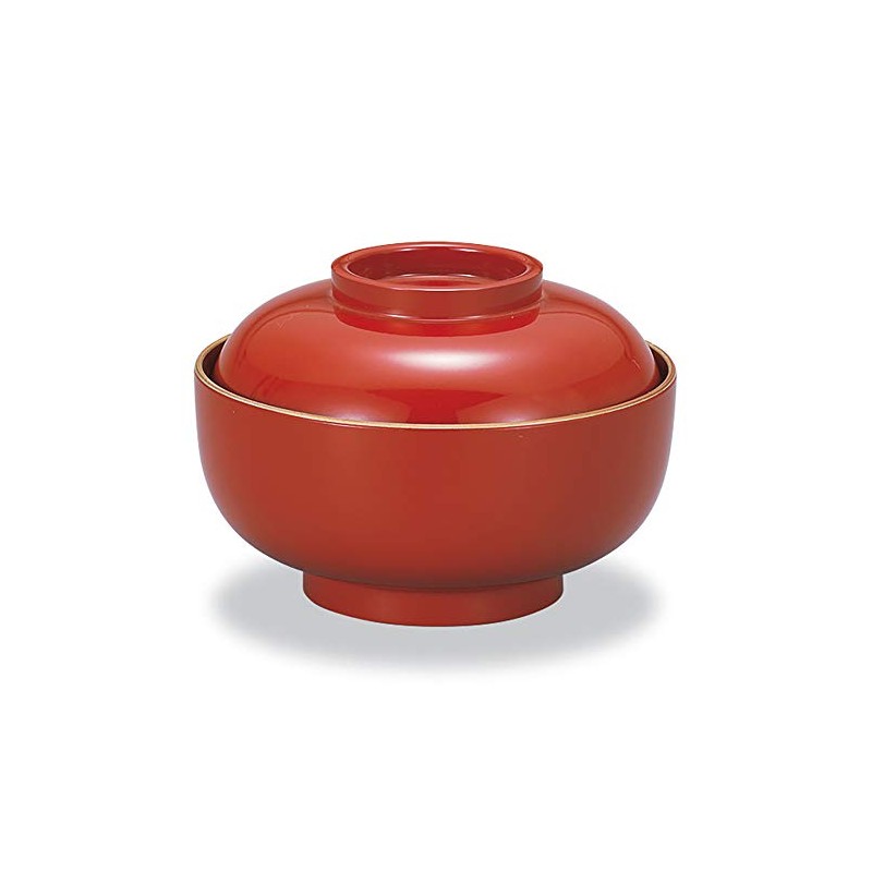 Mitani Yamanaka Lacquerware Soup Bowl, Red, 5.2 inches (13.3 cm),