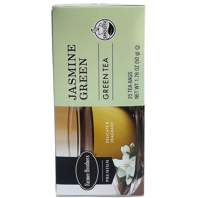 Farmer Brothers Premium Jasmine Green Tea, 25 Individually Wrapped Tea
