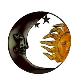 Collectible Badges Metal Art Celestial Sun and Moon Indoor Outdoor Wall Decor