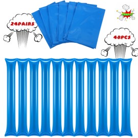 Civaner Civaner 48 Pcs Christmas Thunder Stick Team Spirit Boom Stick Cheering Stick Plastic Cheerleading Spirit Stick Clapper Inflatable Noise Maker Sports Supply(Blue)