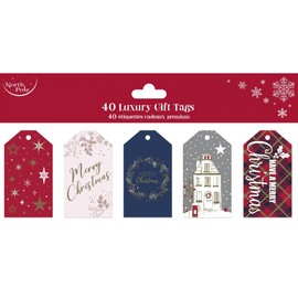 North Pole Luxury Stylish Die-Cut Christmas Xmas Gift Tags - Pack of 40