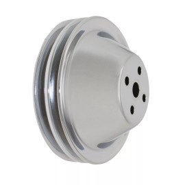 Unbranded SB Chevy Chrome Steel 2 Groove Short Water Pump Pulley 283 327 SBC 1955-1968 SWP