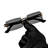 Street Knitted Stylish Square Rimless Gold Frame Stylish Dark Gray