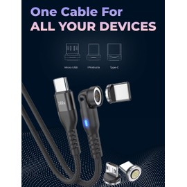 Magnilink 360 PRO 100W Magnetic USB C Phone Charger (Pack of 2) - 6 in 1 Magnet Charging Cable Fast Charging & Data - Works with i-Products, Type-C and Micro USB (Crimson Red)