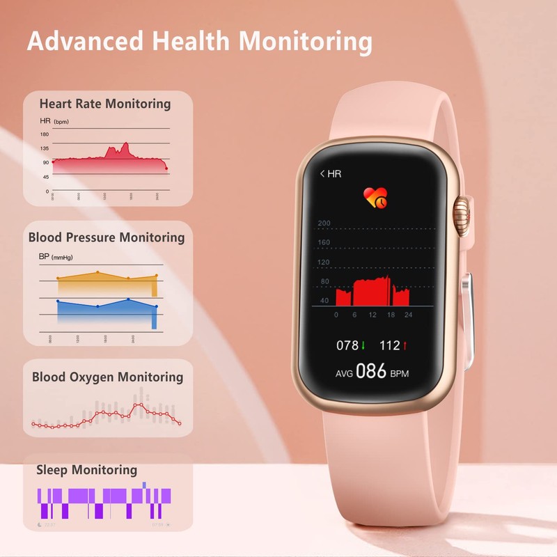 FITVII Slim Fitness Tracker with Blood Oxygen, Blood Pressure, 24/7