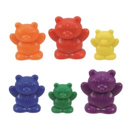 EAI Education Bear Counters: 3 Sizes: 6 Colors - Set of 96 in a jar