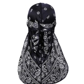 Trifong Durag Glossy Fabric Du-rag Pirate Bandana, Hip Pop, Dance, Wave Cap, Durag, Hiphop Costume, Dance Costume, Rapper, Breakdance, Dancer, Bandana Cap, Hair and Scalp, Protection, Breathable,