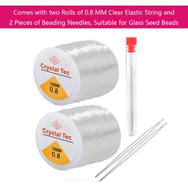 Stretchy String for Bracelets,2 Rolls Ling-Luo Clear Elastic String Stretch Cord Jewelry Bead Bracelet String with 2 Pcs Beading Needles (0.8MM)